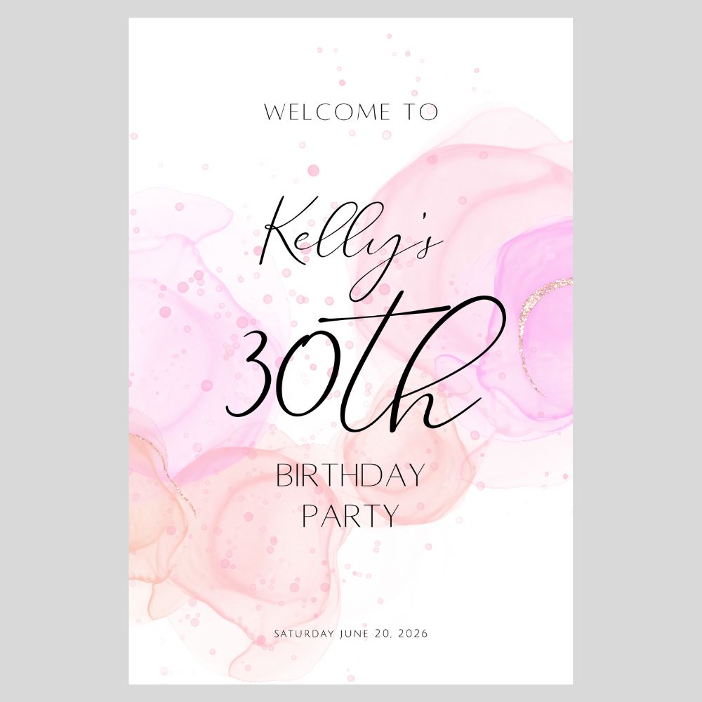 30 Watercolor Birthday Welcome Sign