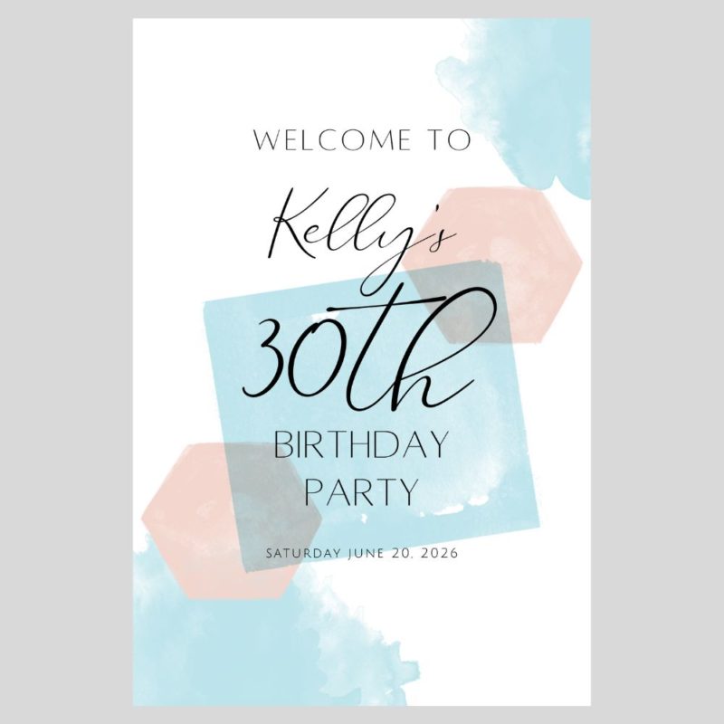 Watercolor Birthday Welcome Sign 30