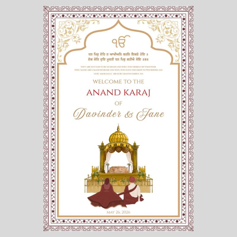 Sikh Ceremony Welcome Sign